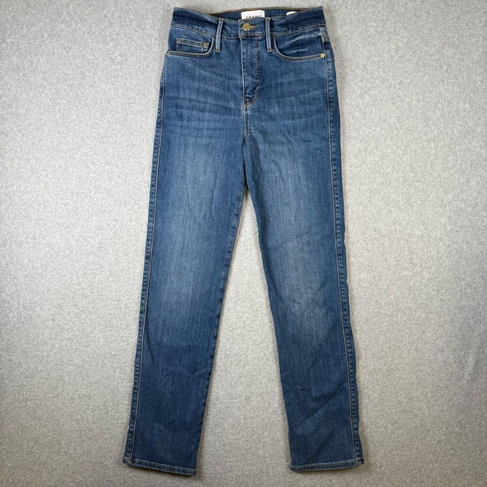 Frame Womens 26 Le Sylvie Slender Straight Leg Denim Jeans Blue Pockets Stretch